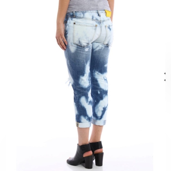 Dsquared2 “Glam Head” Blue Tie Dye Cropped Distressed Jeans Size 42 Or US 6 NWT - Picture 3 of 16